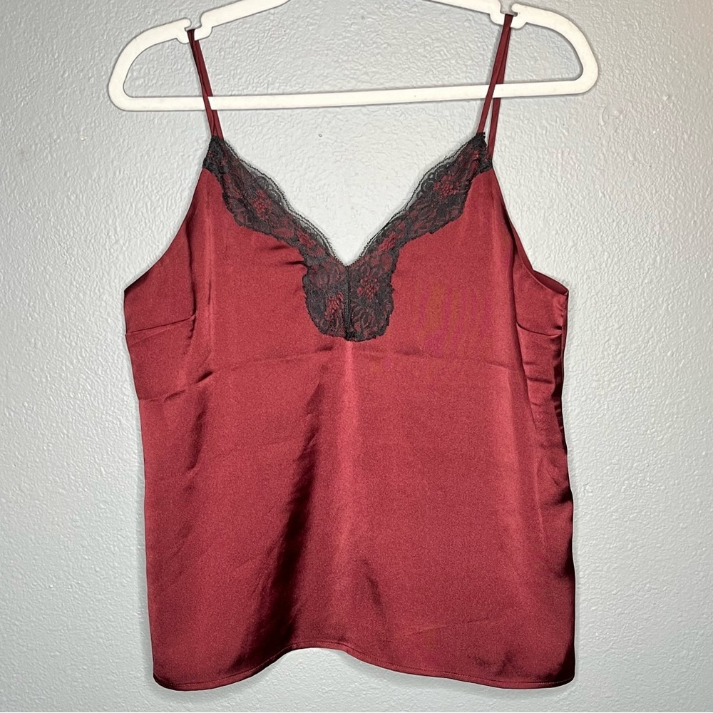 64. Express Women's Maroon Gothic Grunge Dark Lace Spaghetti Top